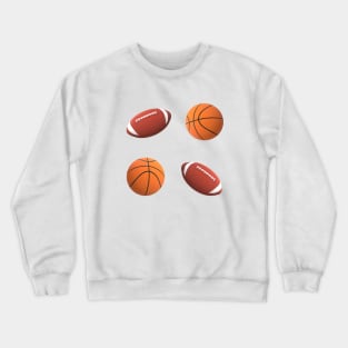 Footballs and Basketballs (White Background) Crewneck Sweatshirt